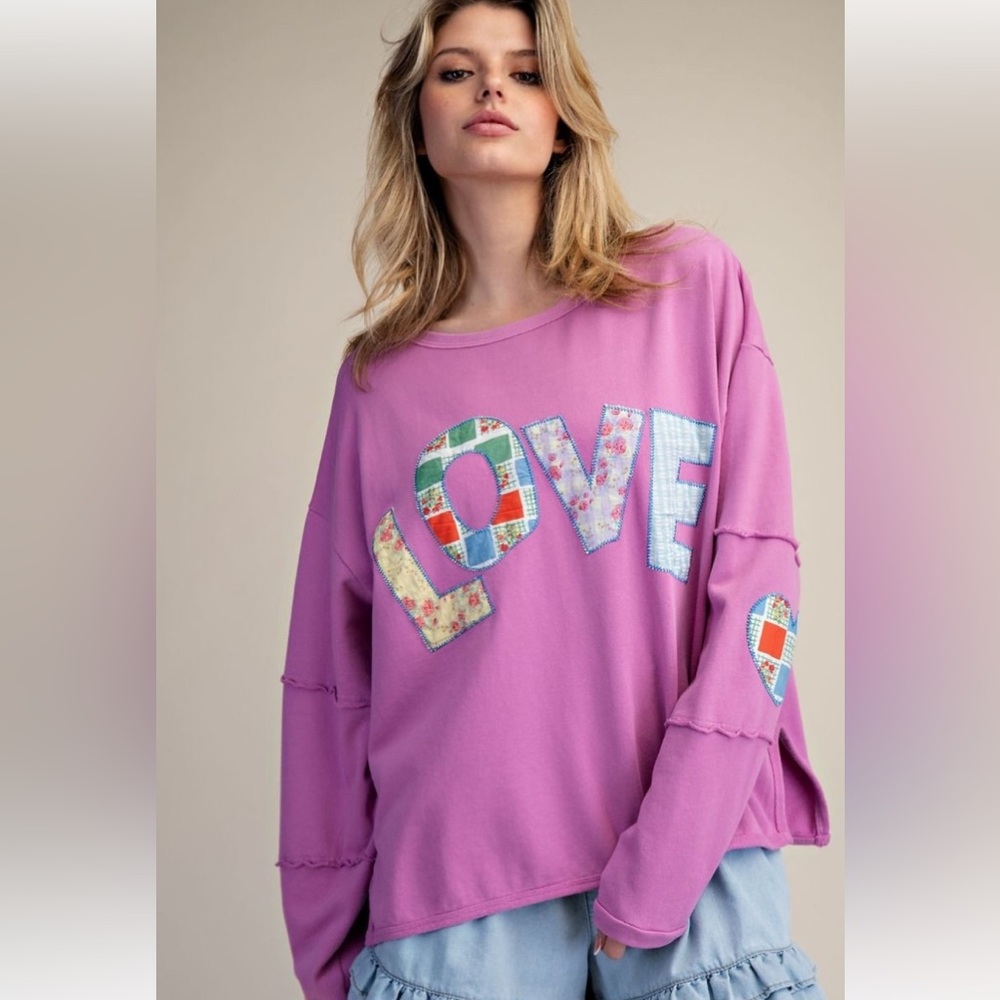 EASEL-LOVE Patch Long-Sleeve Women's Sweater